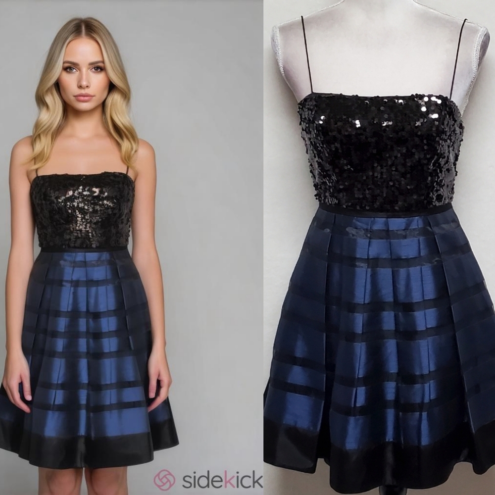 Adrianna Papell Hailey Logan Sequin Bodice Spaghetti Strap Fit & Flare Dress 6